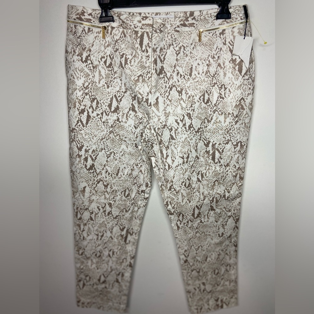 Calvin Klein Cream and Brown Patterned Trousers